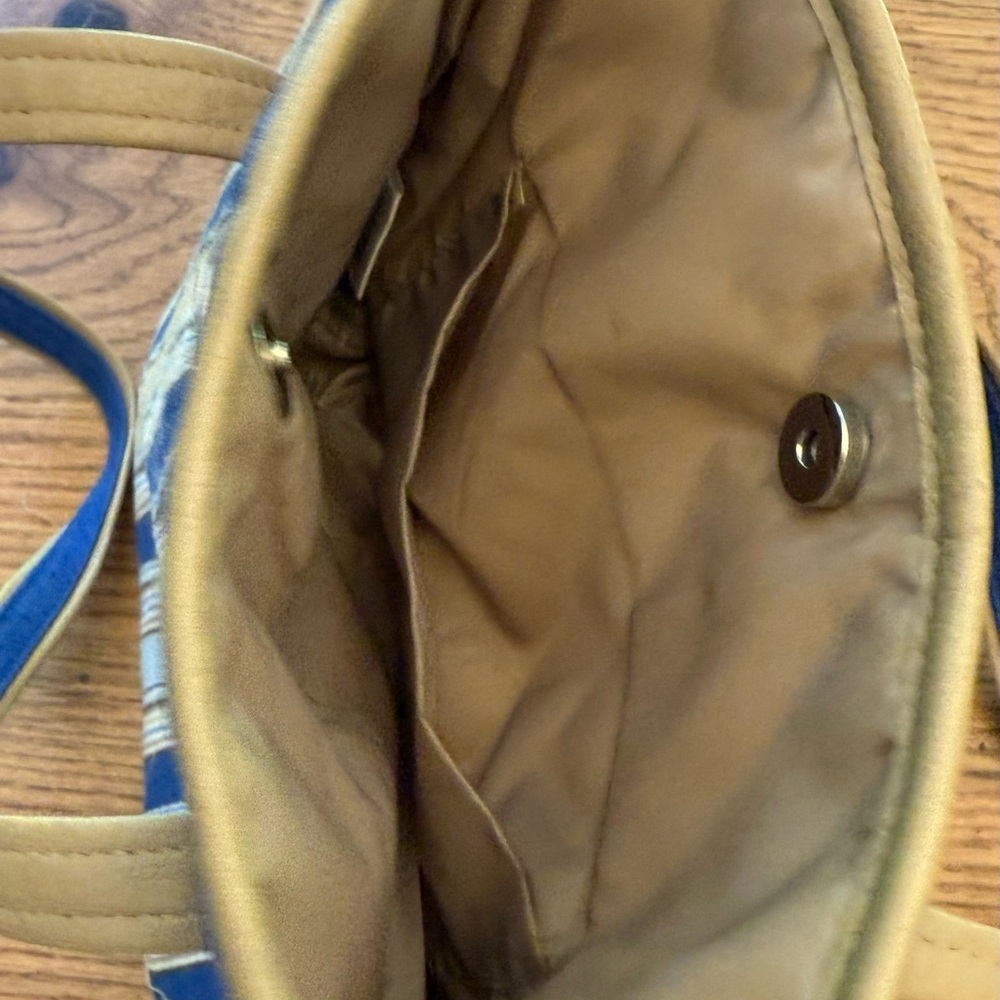 Longaberger Blue and Tan Tote with Nautical Stripes - Picture 7 of 7